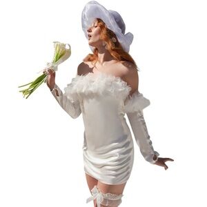 For Love & Lemons White Satin Mila Mini Dress Womens S